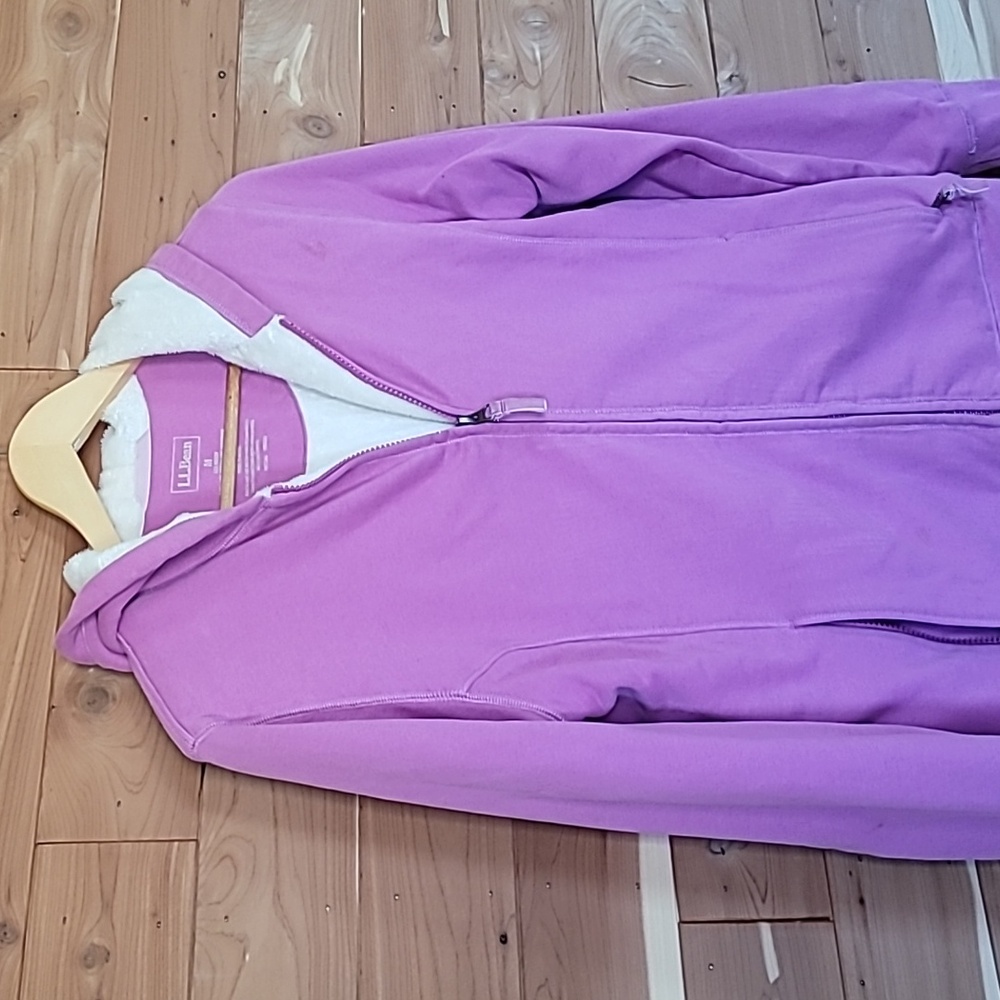 L.L.Bean Zip-Up Fleece-Lined Hoodie, Size M, Purple, Pockets - Picture 2 of 7